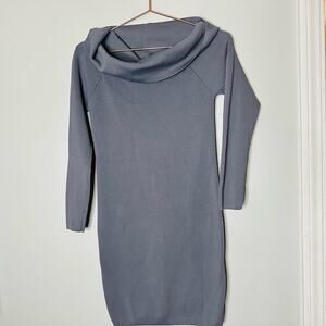 STYLESTALKER Grey Cowl Oversized Long Sleeve Short Mini Sweater Dress Size Small